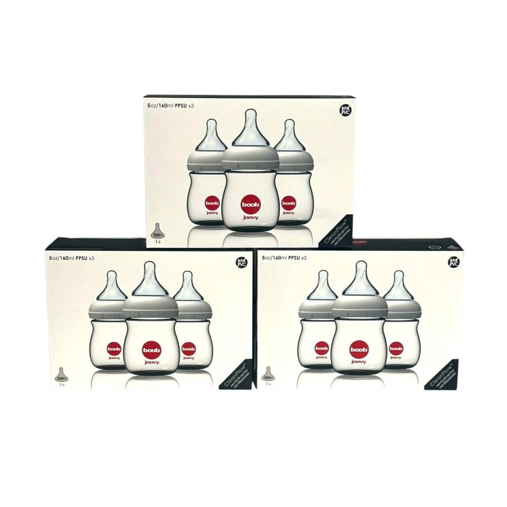 NEW IN BOX Joovy Boob Baby Bottles Set Of 3 5oz/140ml BPA-Free PPSU